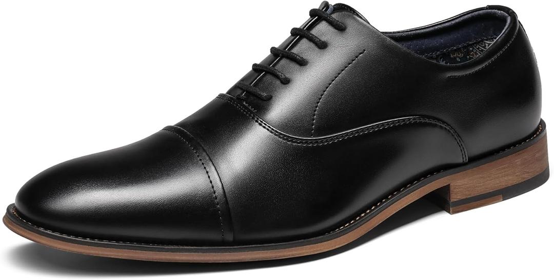Bruno Marc Men's Lace Up Soft Cap-Toe Formal Dress Shoes (8.5, Black)