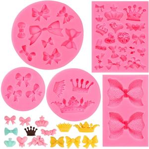 Bow Silicone Fondant Mold Crown Chocolate Candy Mold Cupcake Top Decoration, Pastry, Biscuit Decoration, Chocolate, Jewelry, DIY Craft Items, Birthday Parties.