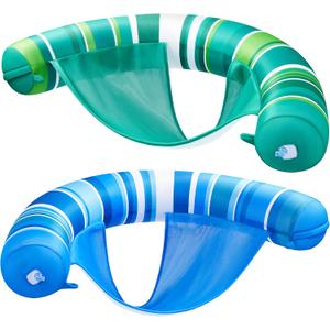 Sloosh Inflatable Pool Floats Chairs Adults, 2 Packs Floating Noodle Chair with Stripes Design Soft Fabric Covered with Sling for Swimming Pool Water Chair Pool Lounger Party Floaties, Dark Blue, Dark Green