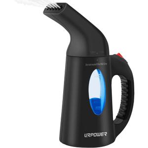 URPOWER Steamer for Clothes, Portable Handheld Clothes Garment Travel Steamer Fast Heat-up with High Capacity Fabric Wrinkles Remover for Home, Office and Travel 110V (01-130ml, Black)