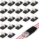 3 Pin Double Wire Plug in Connector,No-Stripping Quick LED Strip Light & Electrical Cable,Low Voltage 3 Pins 2 Way Plug-in LED Locking Wire Connectors for AWG 18-22 (20Pcs)