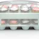 Top Shelf Elements Cupcake Carrier, Green Cupcake Holder Carries 24 Standard-Size Cupcakes, Muffin Traveler Two Tier Stand Reusable Cupcake Box