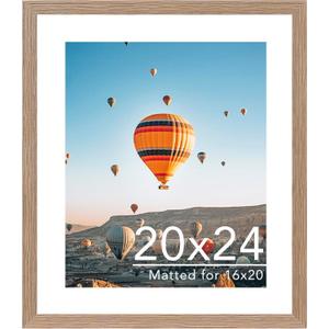 JCJMY 20x24 Picture Frame with 16x20 Mat, Display Photo 16x20 with Mat or 20 x 24 Without Mat, Wall Hanging Large 20 by 24 Poster Frame with Plexiglass, Rustic Brown