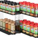 Nieifi Pull Out Spice Rack Organizer, 2 Tiers, Acrylic Transparent, Spice Organization for Cabinet, Height Adjustable, Easy to Install