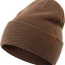 Home Prefer Mens Winter Hats Acrylic Knit Cuff Beanie Cap Warm Womens Beanie Hat (Brown)