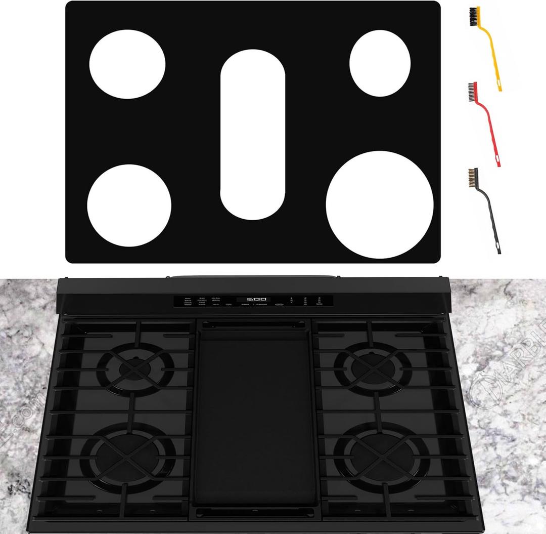 Stove Cover For GE 30 Inch Gas Range Stove Model GGF600AVBB GGF600AVWW GGF600AVSS GGF600AVES, 0.5MM Reusable Stove Burner Splatter Spill Guard For GE Stove Top Protector Liner