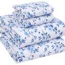 MAYFAIR  100% Cotton Sheets Queen Size Set, 4 Pieces, Soft & Breathable Percale Weave Bedding, Deep Pocket 16", Hotel Standard, Crisp Cool Feeling, Durable, Perfect Floral Bed Sheet, Annual