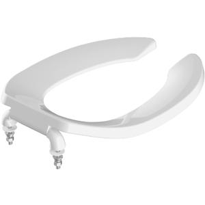 Commercial Heavy Duty Open Front Toilet Seat Without Cover, Thickened Material, Never Loosen, ELONGATED, White(18.5), 2-Pack