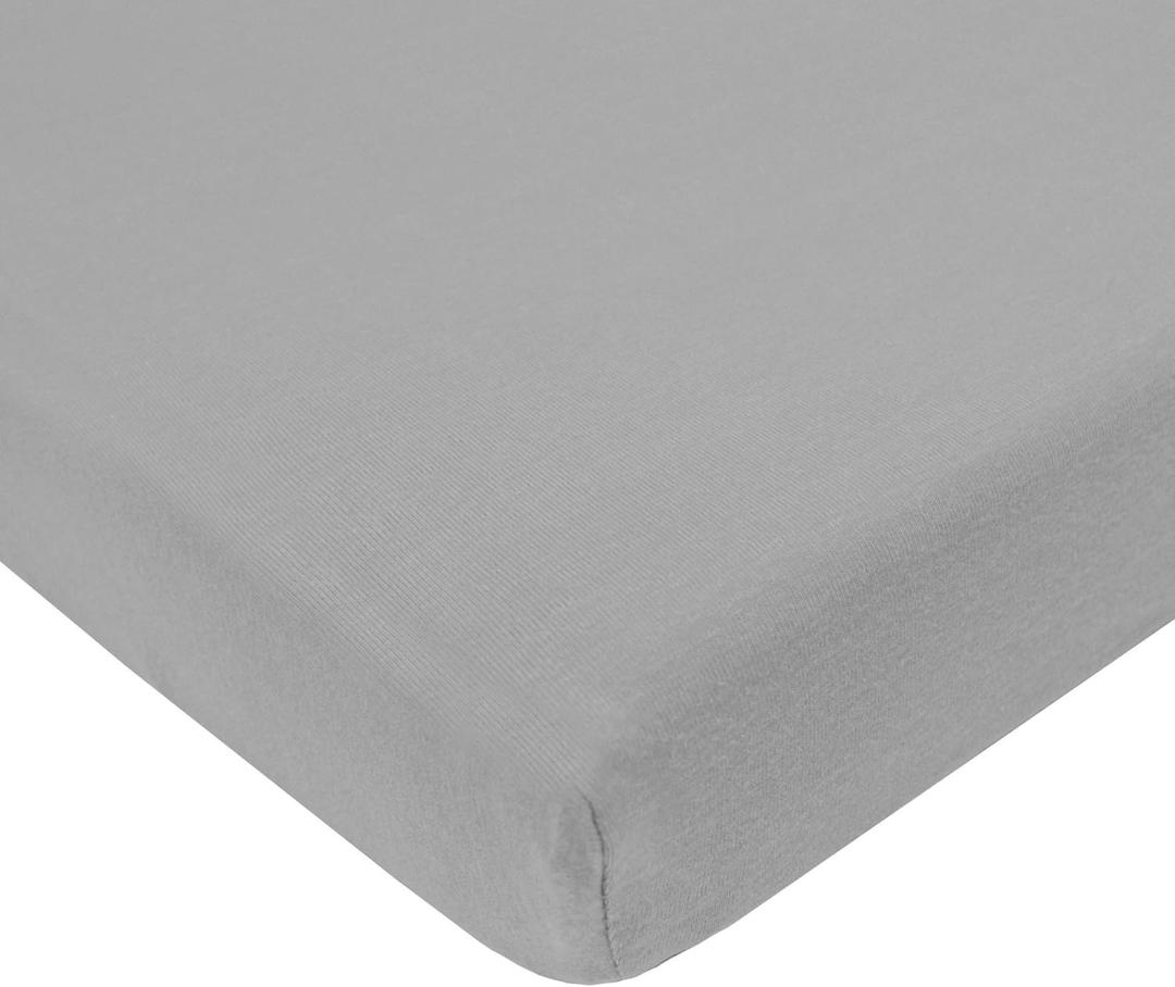 American Baby Company 100% Natural Cotton Fitted Mini Crib Sheet 38" x 24" - Soft & Breathable Small Nesting Portable Crib Sheet, Fits Pack N Play Mattresses, Ash Gray, for Boys & Girls