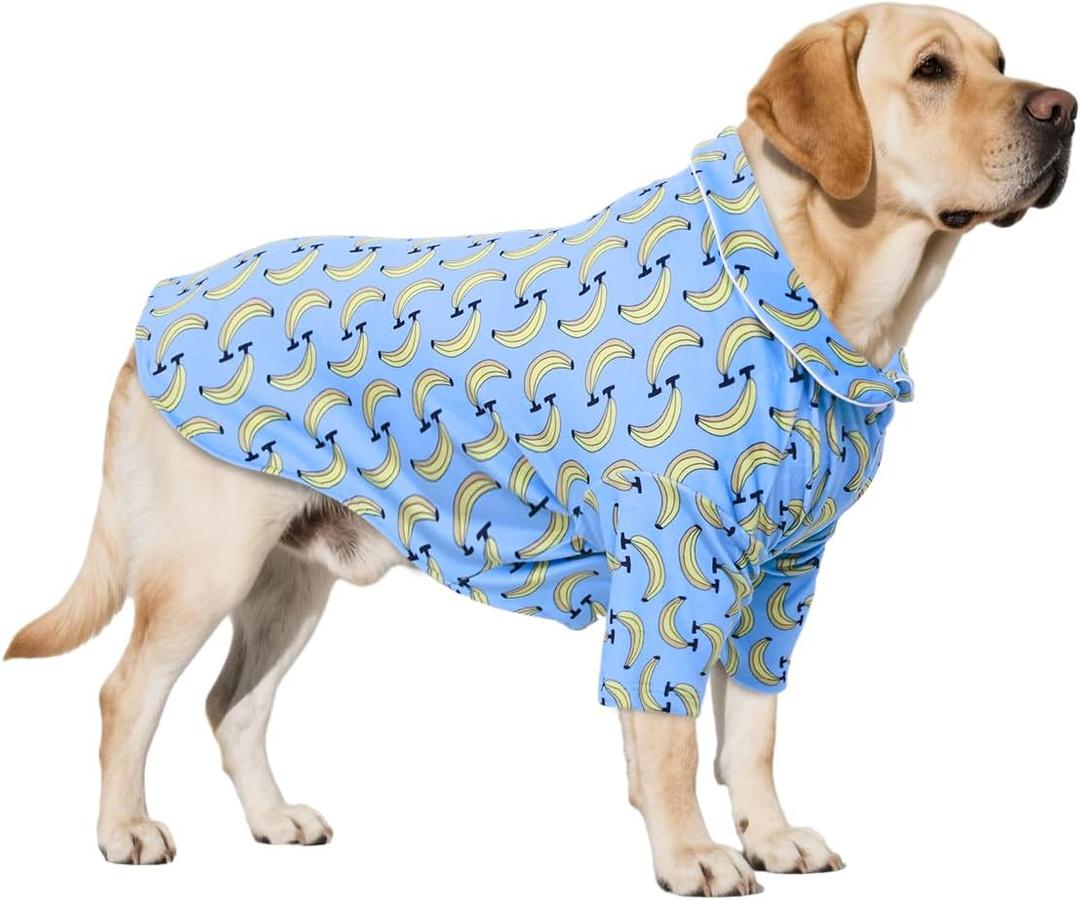 CuteBone Two-Leg Velvet Pet Pajamas Girl Dog Clothes - Soft, Cozy, and Stretchy Boy Pjs for Medium, Large Dogs and Cats Winter Sleepwear Apparel LTP03XXL (Banana)