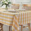 maxmill Checkered Square Tablecloth Stain Resistant Waterproof and Wrinkle Resistant Washable Heavy Weight Soft Table Cloth Gingham for Dining Room and Outdoor Use, 52 x 52 Inch Yellow and White, Set 2