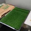 LOOBANI Large Dog Grass Pad with Tray - 35x23in Dog Litter Box with 2 Artificial Grass Patch + 2 Washable Pee Pads - Quickly Absorbency Indoor Outdoor Potty for Patio Balcony Apartment Use