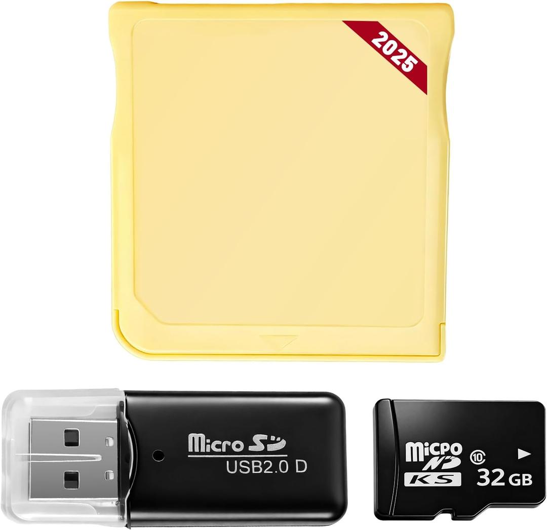 2025 Version Gold Pro Micro SDHC Dual Core Revolution Cartridge, Including 32GB MicroSD TF Card and USB Adapter, Compatible with New 2DS/3DS/XL NDSL NDSI, NO Timebomb (Yellow)