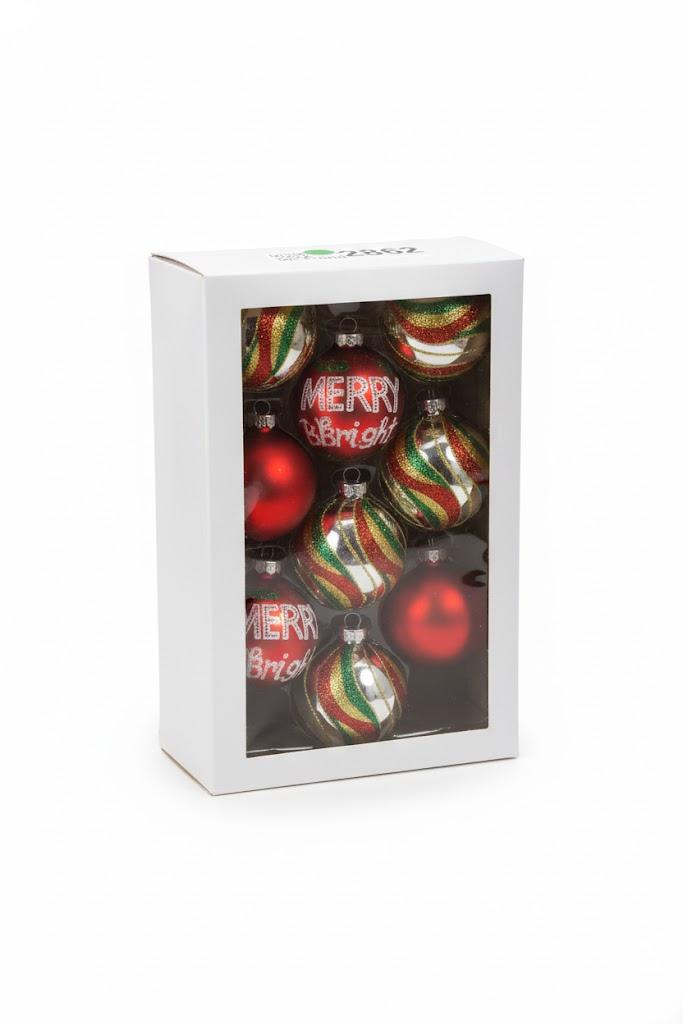 Shiny Brite 9 Glass Christmas Tree Ornaments Set of 9~Balls,Lanterns &Top Shapes