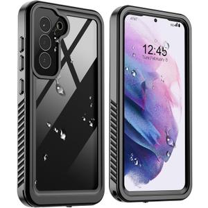 Designed for Waterproof Samsung Galaxy S21 Case, Built-in Camera & Screen Protector [IP68 Waterproof] [Military Drop Proof] Full Body Protective Phone Case for Galaxy S21, Black/Clear