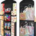 Hanging Gift Wrapping Paper Storage, 40"X17" Black Double-Sided Christmas Wrapper Bag Container, Oxford Craft Roll Organizer, Present Wrap Holder for Bedroom Closet, Door, Cabinet