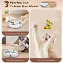 Pawaboo 3-in-1 Automatic Interactive Cat Toy, Electronic Motion Kitten Toy with Fluttering Butterfly Teasers, Track Ball & Random Hide Mouse, USB Rechargeable Cat Teaser Mouse Toys for Indoor Kitties (White+Gray)