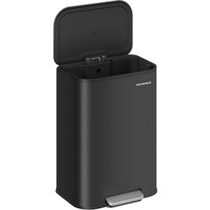 SONGMICS Kitchen Trash Can, 13-Gallon (50 L) Garbage Can with Lid, Stainless Steel, Soft Close and Stays Open, Inner Bucket, Wide Non-Slip Pedal, Ink Black ULTB547B01