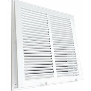 Fits 14x14 Duct Opening | Steel Return Air Filter Grille by Sierra Grates | Vent Cover Grill for Sidewall and Ceiling | White Powder Coated with Frame
