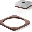 Wood Stand for Mac Mini and Mac Studio,Walnut MacMini/MacStudio Accessories,Handmade Mac Desktop Stand Holder Dustproof Heat-Disspation Mount (Black Walnut)