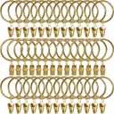 40 Pack Metal Curtain Rings with Clips, Curtain Clip Rings Hooks for Hanging Drapery Drapes Bows, Curtain Rod Rings 1.5 inch Interior Diameter, Gold