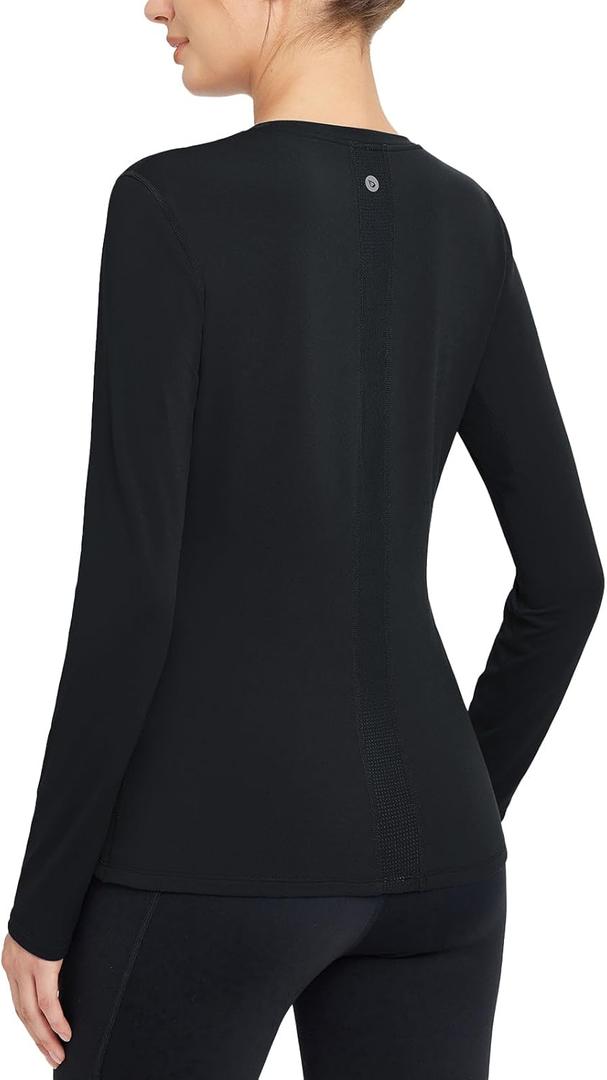 baleaf Women's Thermal Shirts Crewneck Fleece Lined Long Sleeve Tops Running Workout Ski Base Layer Winter Cold Weather, XS