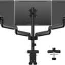 MOUNTUP Triple Monitor Mount for 17-32 inch Screens, Full Motion Triple Monitor Stand, 3 Monitors Desk Mount Holds 4.4-19.8 lbs Each, Clamp & Grommet Mounting, Black
