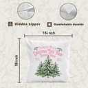 2 x Pink Christmas Pillow Covers 18x18, North Pole & Coquette Bow Tree Pillows for Couch & Living Room Decor