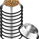 10 Pcs Stainless Steel Dog Bowl Pet Feeding Bowl with Rubber Base Non-Slip Pet Dishes Metal Dog Bowls Pet Food and Water Bowls for Small Medium Animals Kitten Rabbit (10.1 oz)