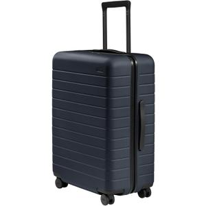 Away Medium Checked Luggage, Lightweight Hard Shell Suitcase with Spinner Wheels, Durable Rolling Luggage, TSA Lock, 26 Inch, Navy Blue