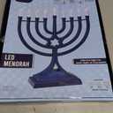 LED Electric Blue Hanukkah Menorah with Special Effects - Battery/USB Powered, Star of David, 4 Lighting/Blinking Modes, Large LED Bulbs, Chanukah Traditional Electric Menorahs - Navy Blue