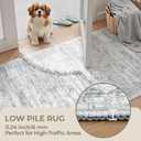 Long Hallway Runner Rug- Carpet Runners for Hallway 12ft, Anti Slip Backing Washable Rug Runner for Bathroom, Entrance, Living Room, Soft Low Pile Modern Rug Runner(2'x12', Grey/Ivory)