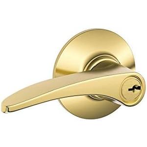 Schlage F51A MNH 605 Manhattan Lever Keyed Entry Lock, Bright Brass