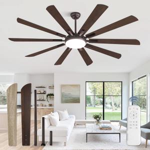 Fanbulous 72 Inch Ceiling Fans with Lights and Remote, Outdoor Large Ceiling Fan with 10 Blades, 36W LED Light 3CCT, 6 Speed Reversible DC Motor, Modern Big Ceiling Fan for Living Room,Patio.