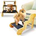 Dog Stairs for Small Dogs,3-Step Bamboo Wooden Dog/Pet/Cat Steps Ramp for Couch Sofa,Bed and Car, Can Support Weighing Up to 160 LB,