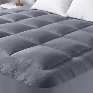 Ultra Soft Queen Size Mattress Topper - Viscose Made from Bamboo Pillow Top Mattress Pad for Back Pain Relief - Naturally Cooling for Hot Sleepers, Gray