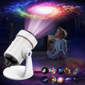 Galaxy Projector White Noise Machine Features 28 Non-Repeating Natural Soothing Sounds, 10 Realistic Star Light Nebula Scenes ,Star projector 1/2/4H Sleep Timer Therapy for Children and Adults