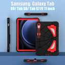 AKABEILA Compatible with Samsung Galaxy Tab S7/S8/S9/S9 FE 11 inch(2023) Tablet CaseLightweight Shockproof Rugged Protective Cover with Kickstand for Kids Children Boys Babies Black Red