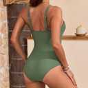 Century Star Tummy Control One Piece Swimsuit Bathing Suit for Women 2025 Deep V Neck Metal Buckle Sexy Swim Suits (S)