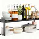 Expandable Cabinet Shelf Organizer 16-26" L Stackable Kitchen Counter Shelf Rack Sink Riser Countertop Storage Black (Normal 7.9D)