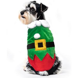 Funny Elf Dog Costume - Christmas Puppy Cat Xmas Outfit Winter Coat for Dogs - Party Supplies (XS)