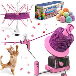 Yarn Winder | Electric Yarn Ball Winder Swift, 13 oz Dual Strong Tension Knit Spinner for Crocheting, Automatic Crochet Wheel for Knitting Christmas Birthday Gift, Weaving Ball Yarning Cake Roller (Pink)