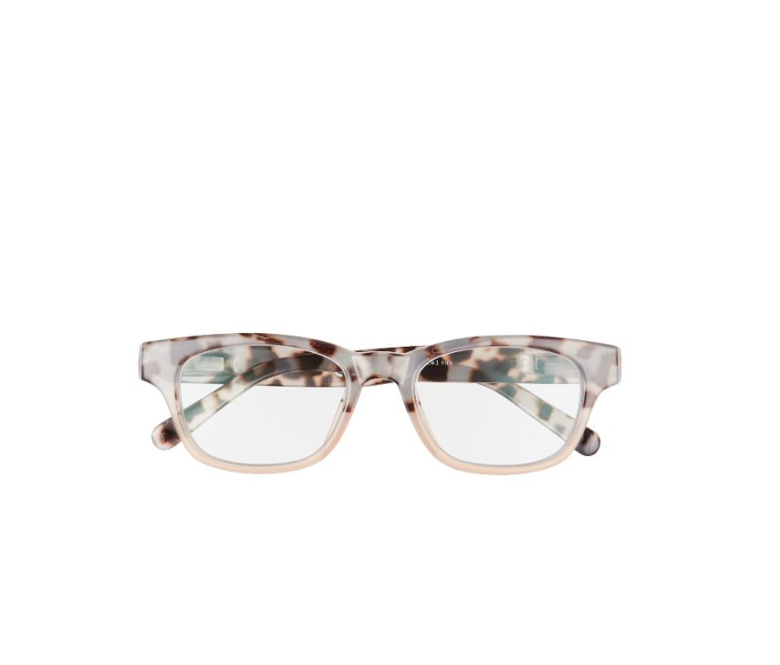Peepers Layover 49mm Blue Light Blocking Reading Glasses Gray Tortoise Pink Clear