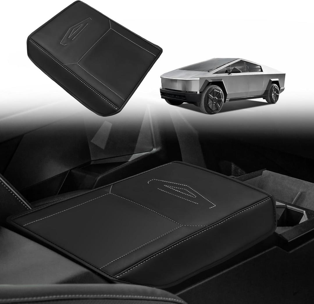 3 x BestEvMod Center Console Armrest Pad Cover Compatible with Tesla Cybertruck 2024 2025 2026 Accessories Extra Soft Microfiber Leather Protector Seat Armrest Cover (V1)