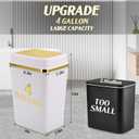 3 Pack Bathroom Trash Can with Lid 4 Gallon Small Trash Can with Swing Lid White and Gold Bathroom Garbage Can with 225 Counts Trash Bags for Kitchen Bedroom Office