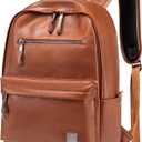 weiatas Leather Laptop Backpack for Men Women Work, Lightweight School Backpack Bookbag for College Students, Waterproof Casual Daypack Travel Computer Backpack fits 15.6 (Brown)