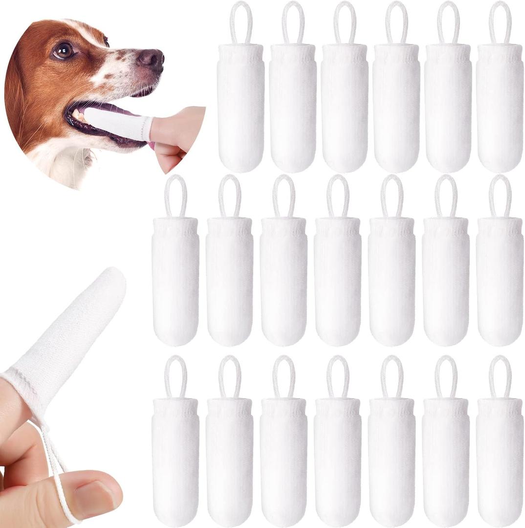 Chunful 20 Pcs Dog Fingerbrush Microfiber Full Soft Finger Toothbrush Pet Dental Finger Brush for Dog Cat Washable Teeth Cleaning Remove Plaque and Tartar