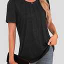 Agnes Urban Womens Short Sleeve Tops Business Casual Dressy Summer Blouses  Loose Shirts Black Blouse  M