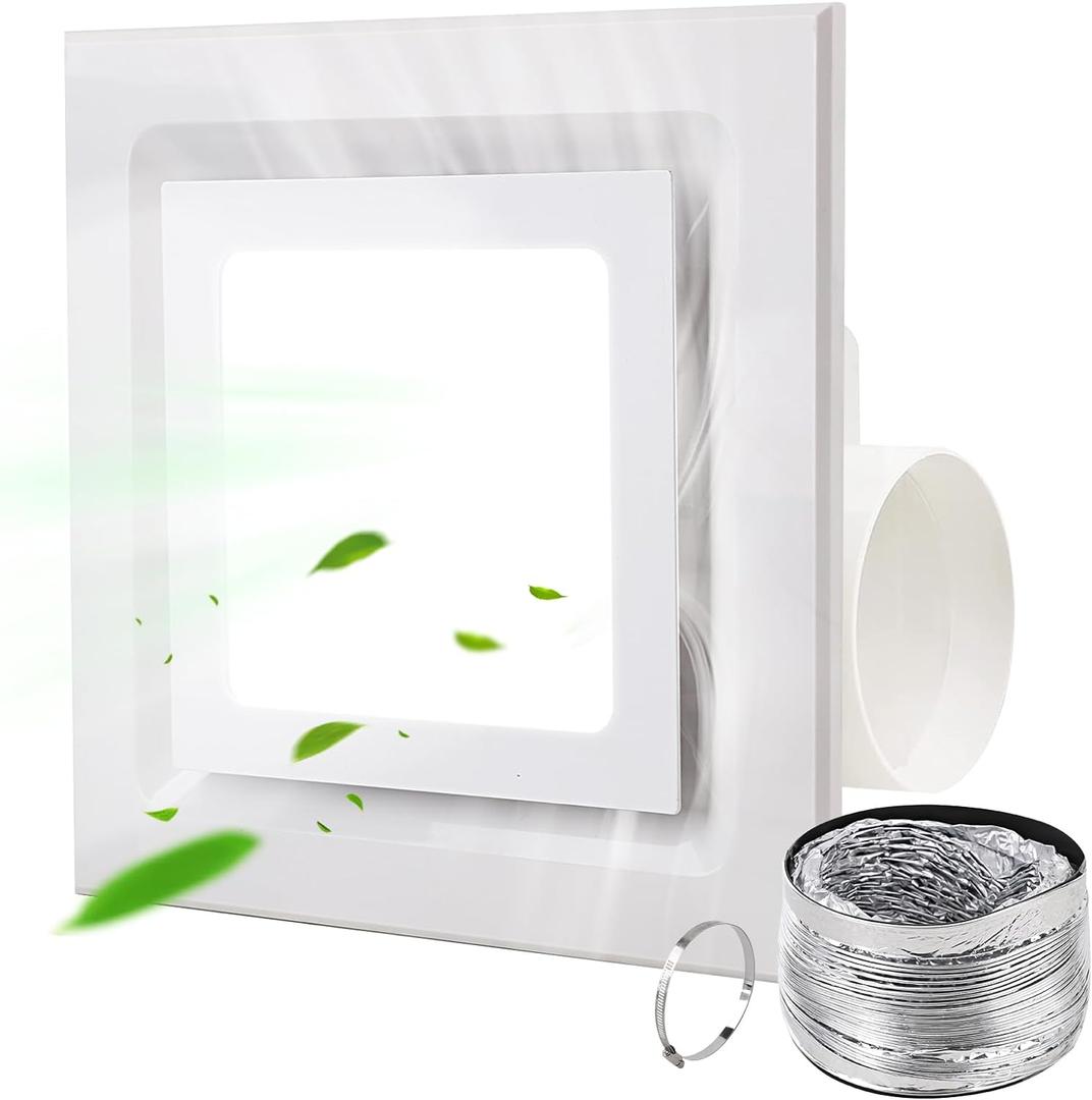 FEITON Bathroom Exhaust Fan with Light, Ceiling Mount, 110 CFM 1.0 Sones 4 Inch Duct, Quiet Square Bath Fan Light Combo, Shower Exhaust Fan with Light