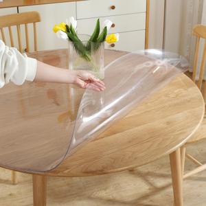 LovePads 2mm Thick Clear Round Table Cover Protector 47" Clear Round Table Protector for Dining Room Table, Round Plastic Table Cover, Plastic Cover for Round Table, PVC Round Table Pads (47" x 47", Clear 2mm)